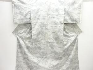 未使用品　屋敷に草花模様織り出し手織り紬着物